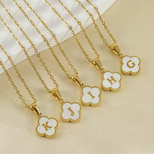 2025 New Stainless Steel Initial Necklace for Women White Color Necklace for Girl Femme Valentine's Day Trinket Gift Wholesale