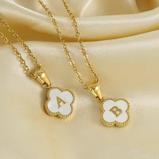 2025 New Stainless Steel Initial Necklace for Women White Color Necklace for Girl Femme Valentine's Day Trinket Gift Wholesale
